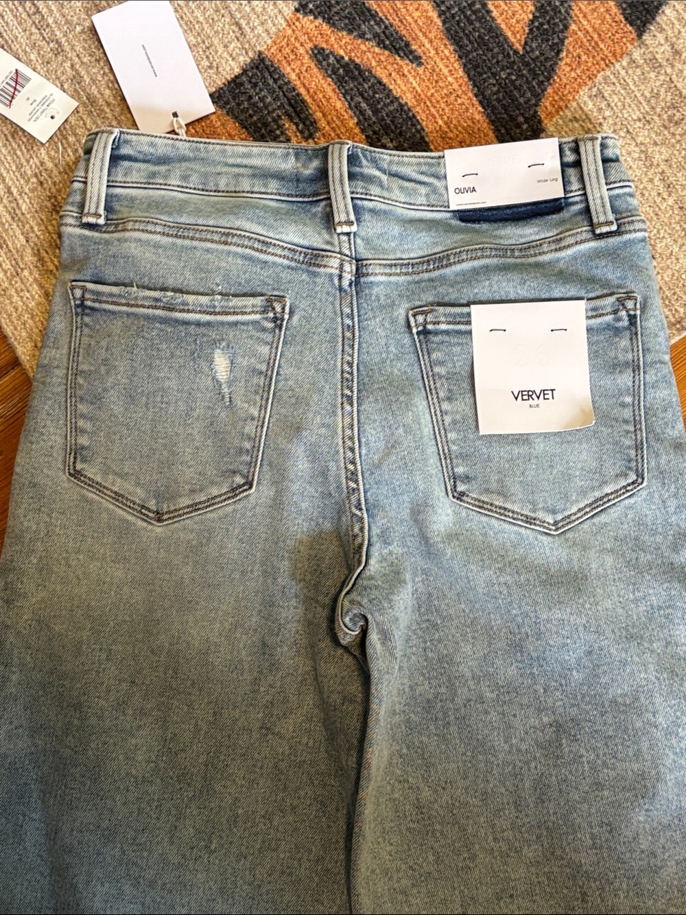 VERVET - Light Blue Wide Leg Distressed Jeans - Size 26 - Picture 3 of 9